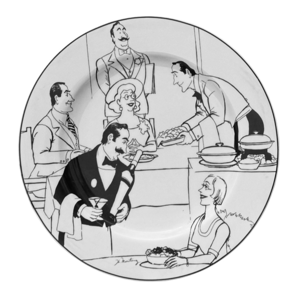 Epoch Collection LE RESTAURANT 8” Salad Plates Chef Restaurant Scenes SET OF 4 - Picture 4 of 10